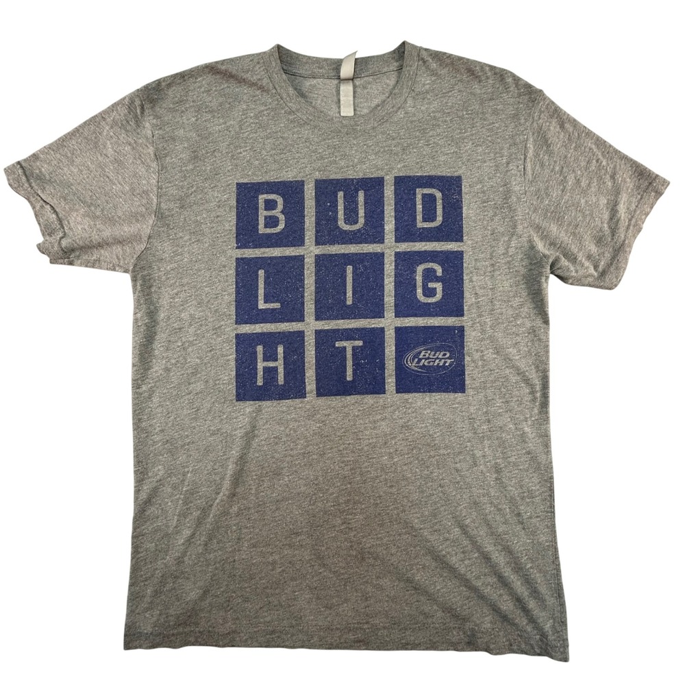 Bud Light Shirt Men's XL Heather Gray Graphic T-Shirt Sevens Short Sleeve Lounge